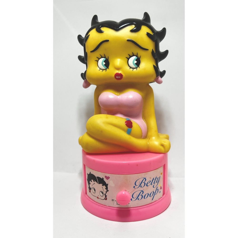 Vintage Betty Boop Plastic Bank Figurine On Pink Base